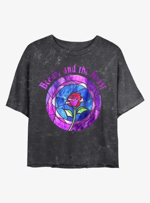 Disney Princesses Glass Rose Mineral Wash Crop Womens T-Shirt