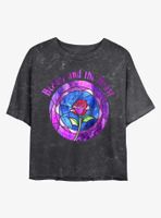 Disney Princesses Glass Rose Mineral Wash Crop Womens T-Shirt