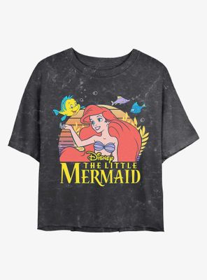 Disney Princesses The Little Mermaid Title Mineral Wash Crop Womens T-Shirt