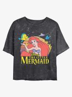 Disney Princesses The Little Mermaid Title Mineral Wash Crop Womens T-Shirt