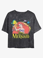 Disney Princesses The Little Mermaid Title Mineral Wash Crop Womens T-Shirt