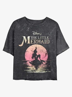 Disney Princesses Mermaid Moon Mineral Wash Crop Womens T-Shirt