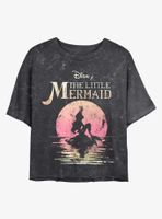 Disney Princesses Mermaid Moon Mineral Wash Crop Womens T-Shirt