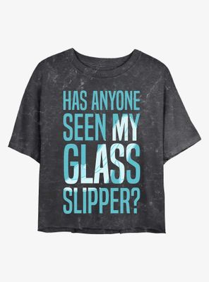 Disney Princesses Missing Glass Slipper Mineral Wash Crop Womens T-Shirt