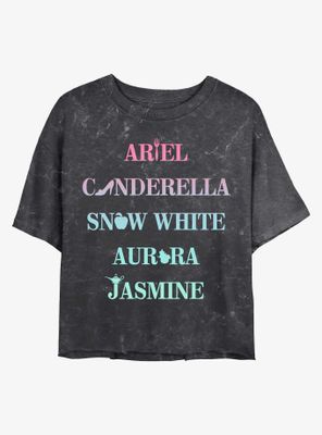 Disney Princesses Princess Icons Mineral Wash Crop Womens T-Shirt