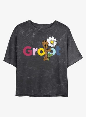 Marvel Guardians of the Galaxy Groot Mineral Wash Crop Womens T-Shirt