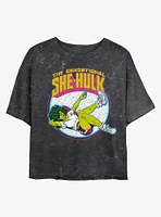 Marvel Hulk Sensational She-Hulk Mineral Wash Crop Womens T-Shirt