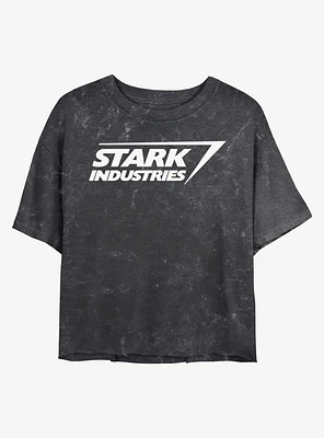 Marvel Iron Man Stark Industries Logo Mineral Wash Crop Womens T-Shirt