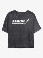 Marvel Iron Man Stark Industries Logo Mineral Wash Crop Womens T-Shirt