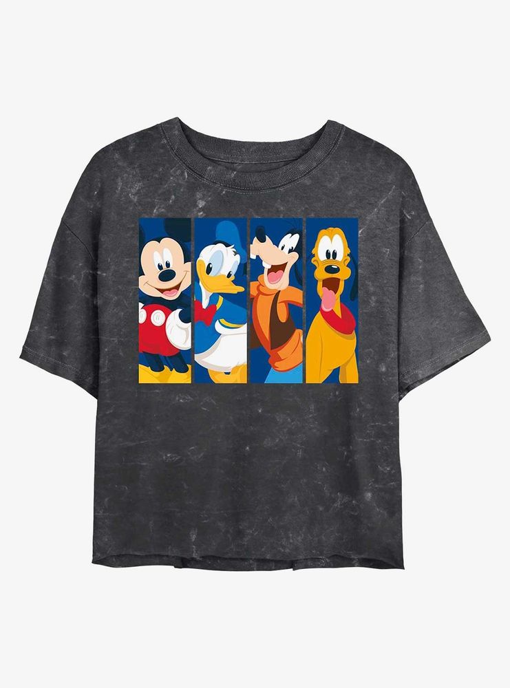 Disney Mickey Mouse Bro Time Mineral Wash Crop Womens T-Shirt