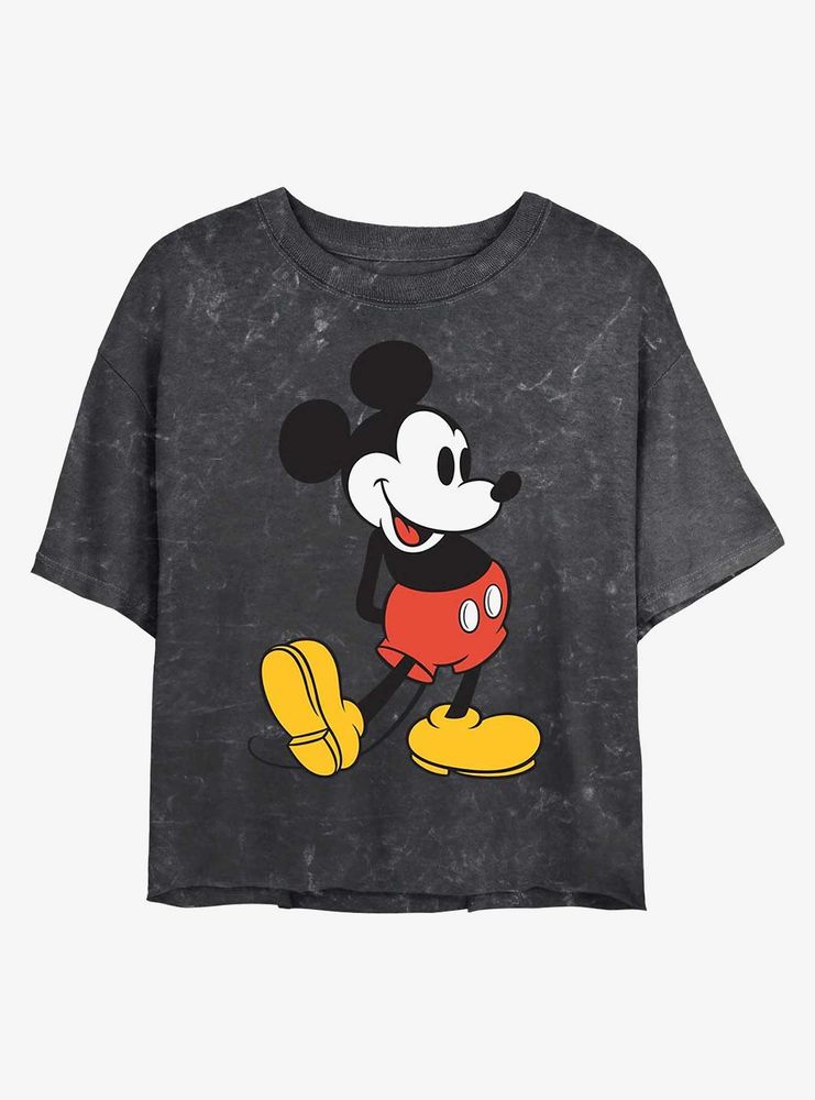 Disney Mickey Mouse Classic Mineral Wash Crop Womens T-Shirt