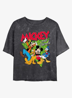 Disney Mickey Mouse Funky Bunch Mineral Wash Crop Womens T-Shirt