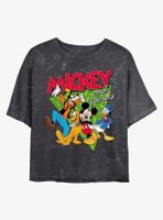 Disney Mickey Mouse Funky Bunch Mineral Wash Crop Womens T-Shirt