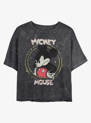 Disney Mickey Mouse Gritty Mineral Wash Crop Womens T-Shirt