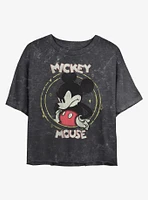 Disney Mickey Mouse Gritty Mineral Wash Crop Womens T-Shirt