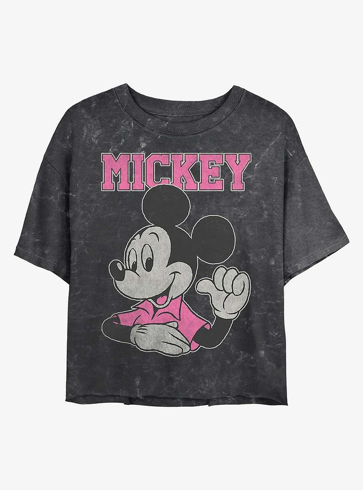 Disney Mickey Mouse Jumbo Mineral Wash Crop Womens T-Shirt