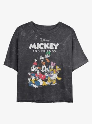 Disney Mickey Mouse Friends Group Mineral Wash Crop Womens T-Shirt
