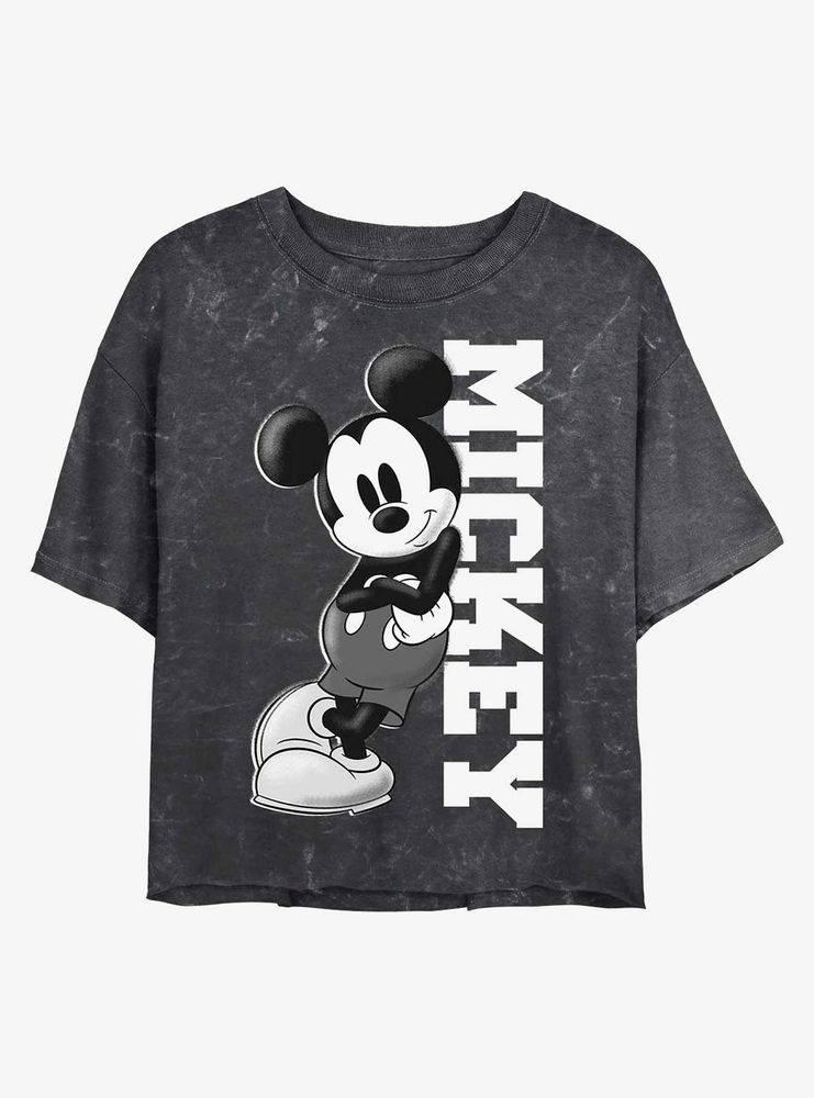 Disney Mickey Mouse Lean Mineral Wash Crop Womens T-Shirt