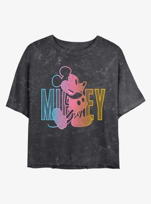Disney Mickey Mouse Pose Mineral Wash Crop Womens T-Shirt