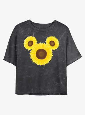 Disney Mickey Mouse Sunflower Mineral Wash Crop Womens T-Shirt