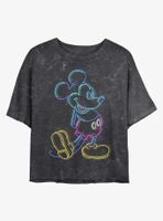 Disney Mickey Mouse Neon Mineral Wash Crop Womens T-Shirt