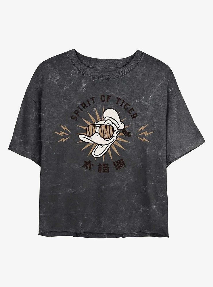 Disney Mickey Mouse Tiger Shades Mineral Wash Crop Womens T-Shirt