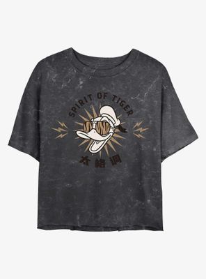Disney Mickey Mouse Tiger Shades Mineral Wash Crop Womens T-Shirt