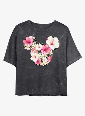 Disney Mickey Mouse Tropical Mineral Wash Crop Womens T-Shirt