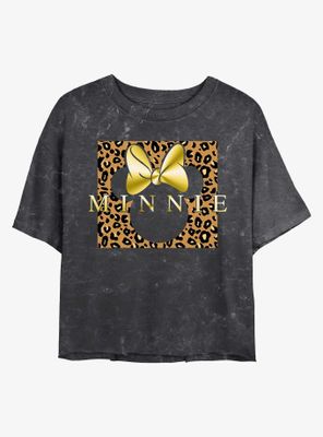 Disney Minnie Mouse Leopard Mineral Wash Crop Womens T-Shirt