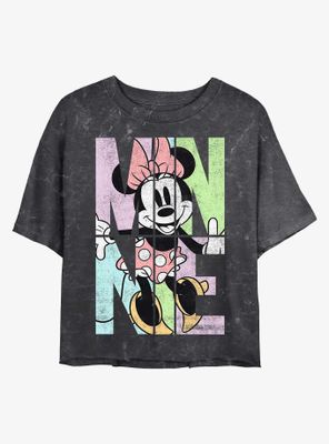 Disney Minnie Mouse Name Fill Mineral Wash Crop Womens T-Shirt