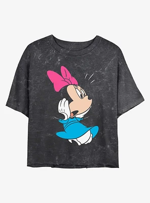 Disney Minnie Mouse Shock Mineral Wash Crop Womens T-Shirt