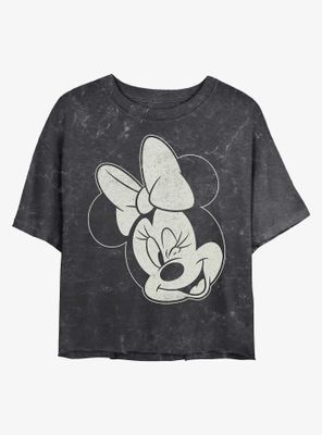 Disney Minnie Mouse Wink Mineral Wash Crop Womens T-Shirt