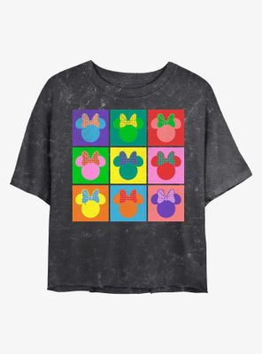 Disney Minnie Mouse Warhol Mineral Wash Crop Womens T-Shirt