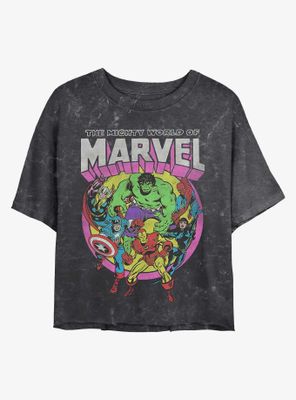 Marvel Group Mineral Wash Crop Womens T-Shirt