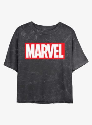 Marvel Logo Mineral Wash Crop Womens T-Shirt