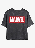 Marvel Logo Mineral Wash Crop Womens T-Shirt