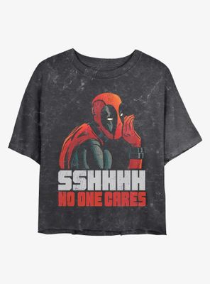 Marvel No One Cares Mineral Wash Crop Womens T-Shirt