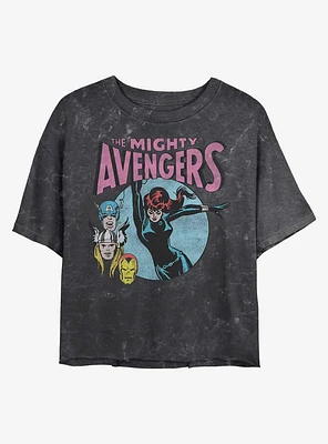 Marvel Retro Avengers Mineral Wash Crop Womens T-Shirt