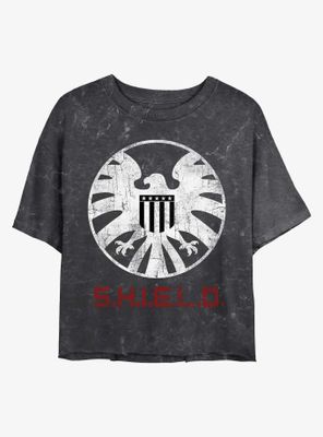 Marvel S.H.I.E.L.D Logo Mineral Wash Crop Womens T-Shirt