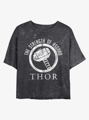 Marvel Thor Strength of Asgard Mineral Wash Crop Womens T-Shirt