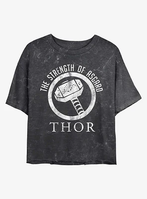 Marvel Thor Strength of Asgard Mineral Wash Crop Womens T-Shirt