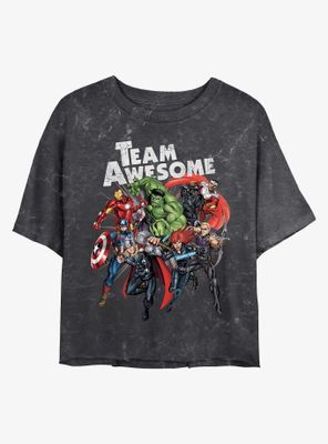 Marvel Team Awesome Mineral Wash Crop Womens T-Shirt