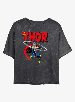 Marvel Thor Throw Mineral Wash Crop Womens T-Shirt