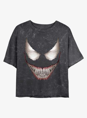 Marvel Venom Face Mineral Wash Crop Womens T-Shirt