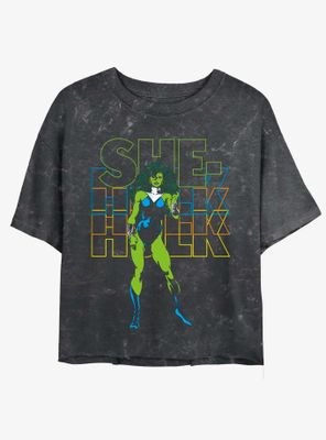 Marvel She Hulk Retro Mineral Wash Womens Crop T-Shirt