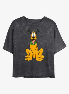 Disney Pluto Traditional Mineral Wash Crop Womens T-Shirt