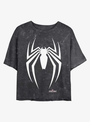 Marvel Spider-Man Spider Icon Mineral Wash Crop Womens T-Shirt