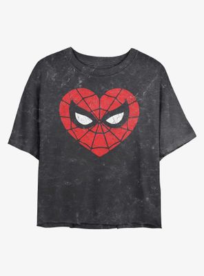 Marvel Spider-Man Spidey Heartbreaker Mineral Wash Crop Womens T-Shirt