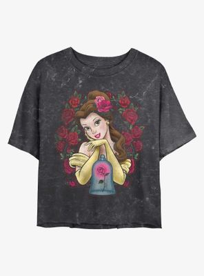 Disney Beauty and the Beast Rose Belle Mineral Wash Crop Womens T-Shirt