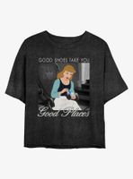 Disney Cinderella Good Shoes Take You Places Mineral Wash Crop Womens T-Shirt